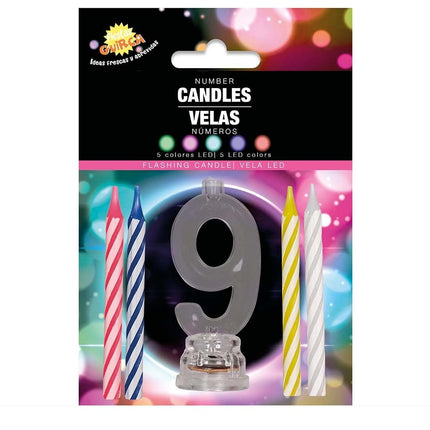 Kaarsenhouder 9 Jaar Led 13cm van Fiestas Guirca koop je bij Partywinkel