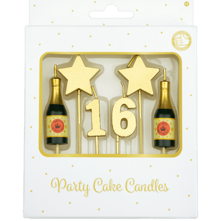 Kaarsjes 16 Jaar Champagne 17,5cm van Paper Dreams koop je bij Partywinkel