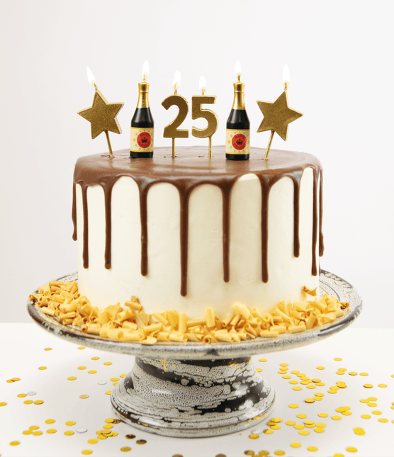 Kaarsjes 25 Jaar Champagne 17,5cm van Paper Dreams koop je bij Partywinkel