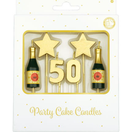 Kaarsjes 50 Jaar Champagne 17,5cm van Paper Dreams koop je bij Partywinkel