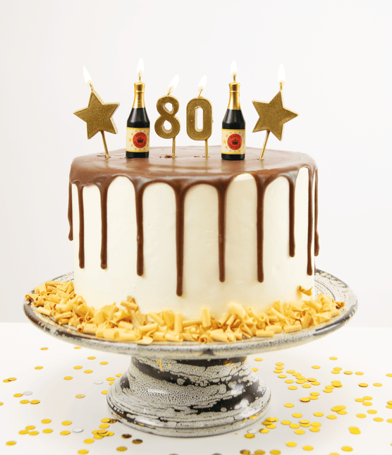 Kaarsjes 80 Jaar Champagne 17,5cm van Paper Dreams koop je bij Partywinkel