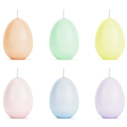 Kaarsjes Paaseieren 7cm 6st van Partydeco koop je bij Partywinkel