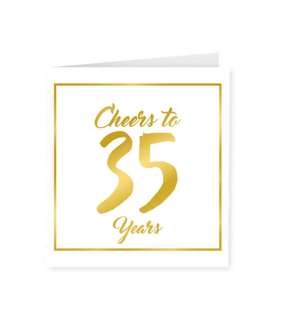 Kaart 35 Jaar Goud Wit 15cm van Paper Dreams koop je bij Partywinkel
