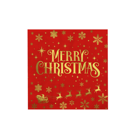 Kerst Servetten Rood Goud Merry Christmas 16cm 16st van Paper Dreams koop je bij Partywinkel