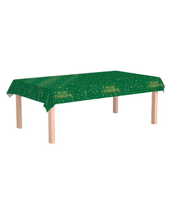 Kerst Tafelkleed Groen Goud Merry Christmas 2,74m van Paper Dreams koop je bij Partywinkel