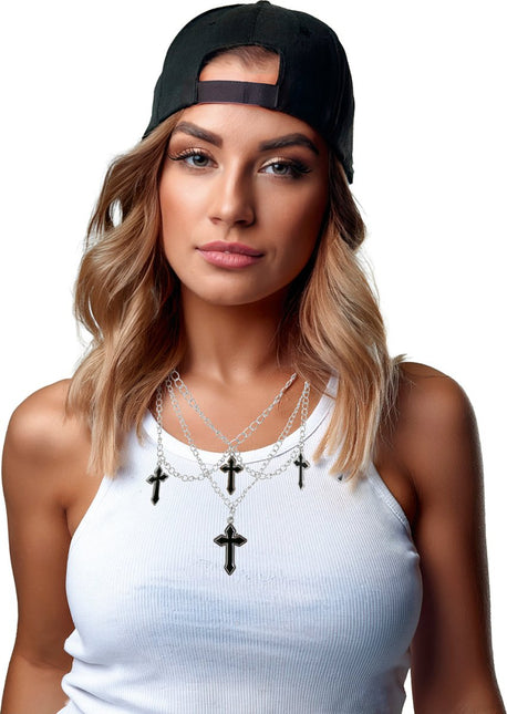 Ketting 4 kruishangers Zilver van Fiestas Guirca koop je bij Partywinkel