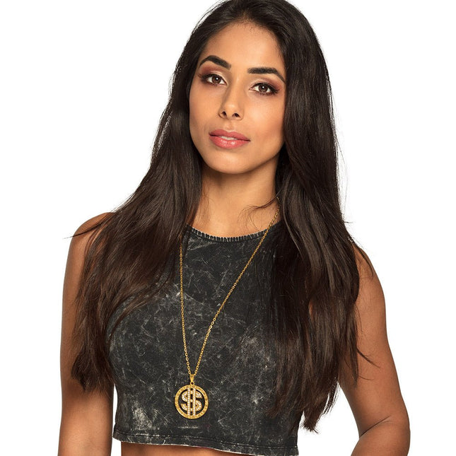 Ketting Dollar Diamanten van Boland koop je bij Partywinkel