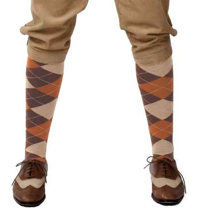 Kniekousen ruit beige/bruin/oker van Orlob koop je bij Partywinkel