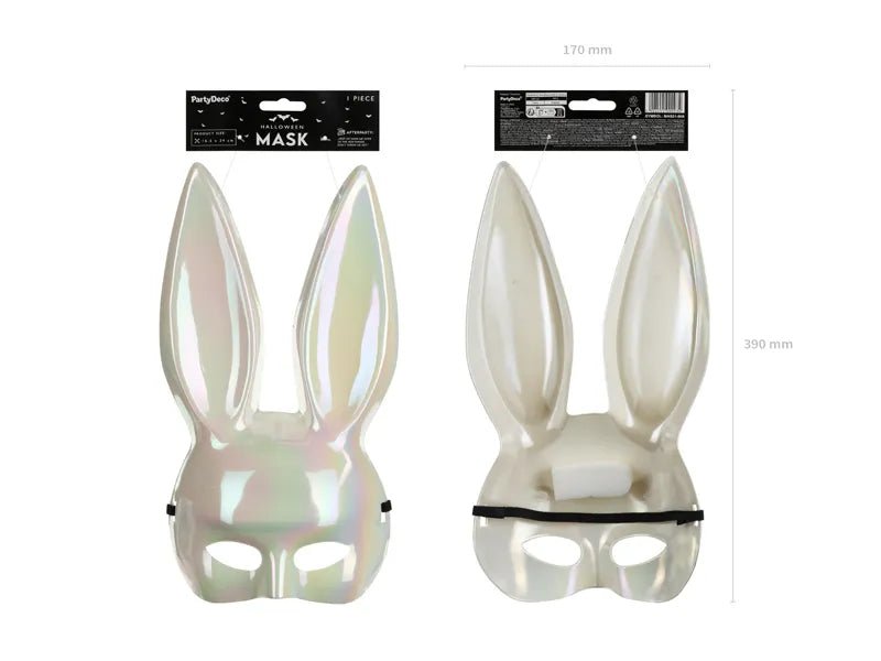 Konijnenoren Masker Wit Iriserend van Partydeco koop je bij Partywinkel
