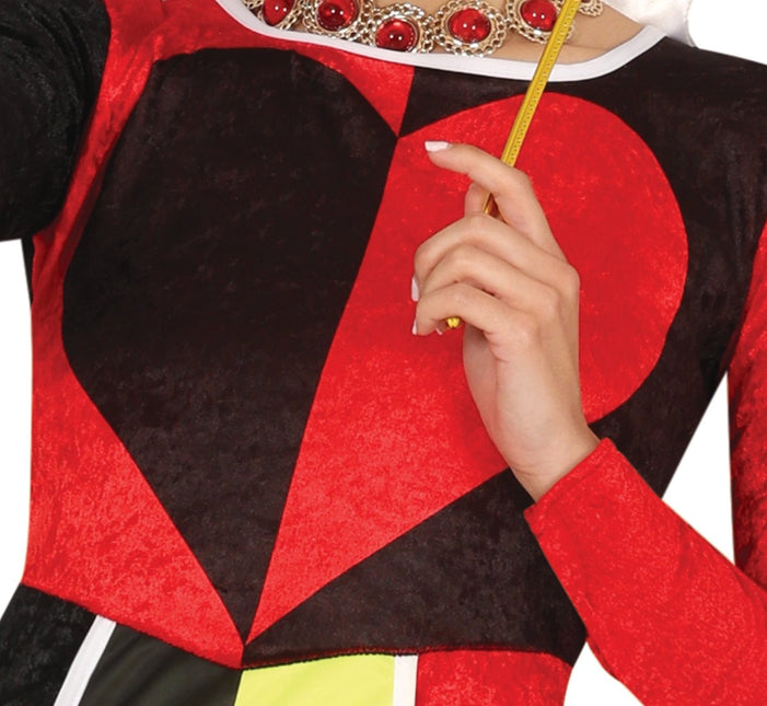 Koningin Jurk Zwart Rood Dames Harten - Partywinkel - 8434077860878
