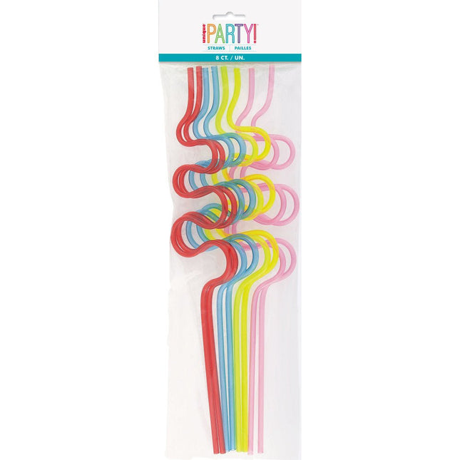 Kronkel Rietjes 30cm 8st van Unique koop je bij Partywinkel