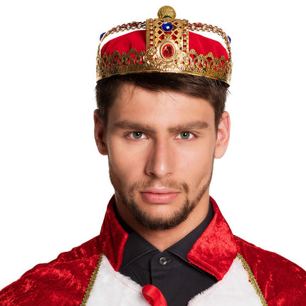 Kroon Koning Goud Rood 22cm van Boland koop je bij Partywinkel