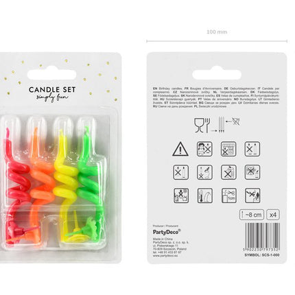 Krulkaarsen Gekleurd 8cm 4st van Partydeco koop je bij Partywinkel