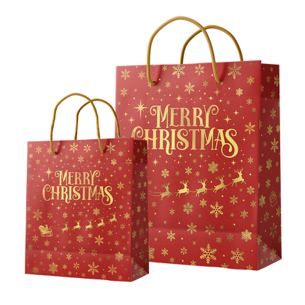 Sac cadeau L - Joyeux Noël Rouge