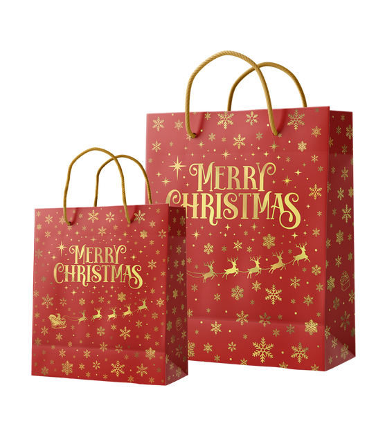 Sac cadeau L - Joyeux Noël Rouge