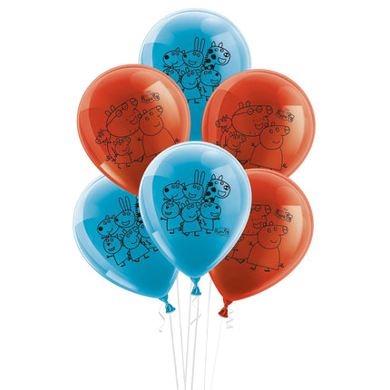 Ballons Peppa Pig bleus et rouges, 25 cm, lot de 10