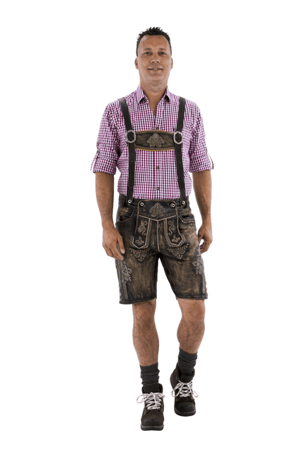 Lederhose Bruin Heren Kort Antiek van Haus Huberts koop je bij Partywinkel