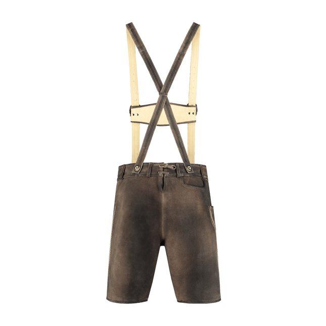 Lederhose Bruin Heren Kort Met Beenknopen van Haus Huberts koop je bij Partywinkel