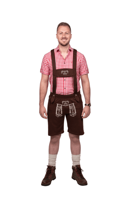 Lederhose Donkerbruin Heren Leer van Haus Huberts koop je bij Partywinkel