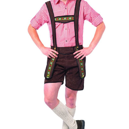 Lederhose Kort Donkerbruin van Partychimp koop je bij Partywinkel