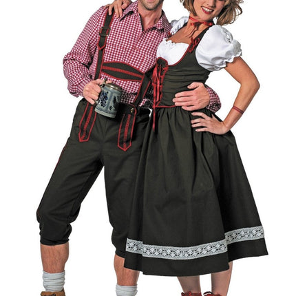 Lederhose Zwart Rood Heren van Wilbers & Wilbers koop je bij Partywinkel