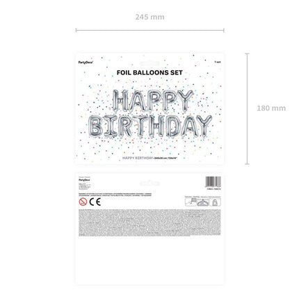 Letterballon Set Happy Birthday Zilver Leeg 3,4m van Partydeco koop je bij Partywinkel