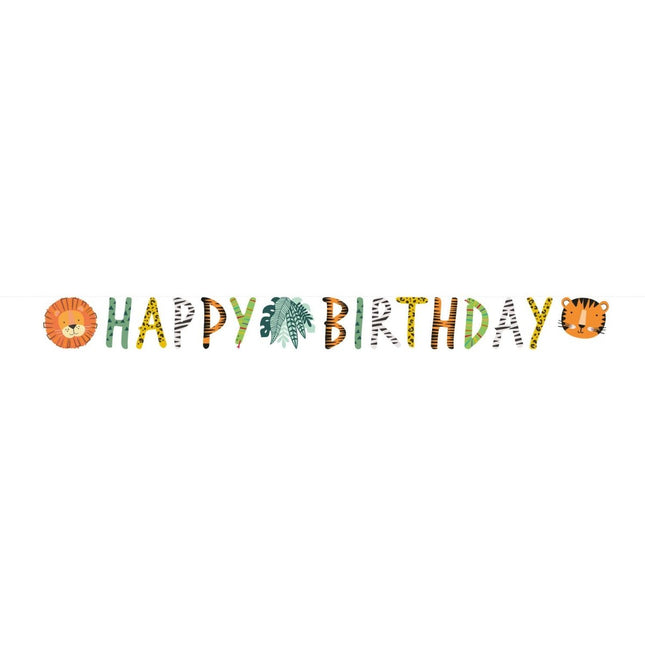 Letterslinger Jungle Dieren Happy Birthday 1,8m van Riethmueller koop je bij Partywinkel
