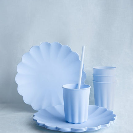 Lichtblauwe Borden 22cm 4st van Partydeco koop je bij Partywinkel