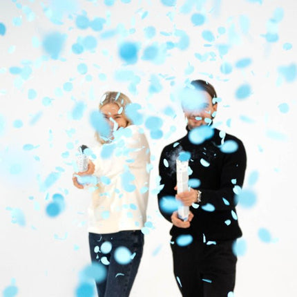 Lichtblauwe Confetti Kanon 40cm van Riethmueller koop je bij Partywinkel