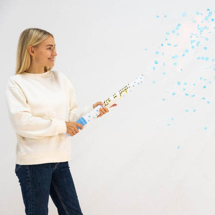 Lichtblauwe Confetti Kanon 60cm van Riethmueller koop je bij Partywinkel
