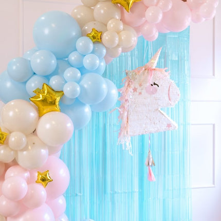 Lichtblauwe Deurgordijn 2m van Partydeco koop je bij Partywinkel