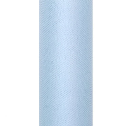 Lichtblauwe Tule Rol 15cm 9m van Partydeco koop je bij Partywinkel