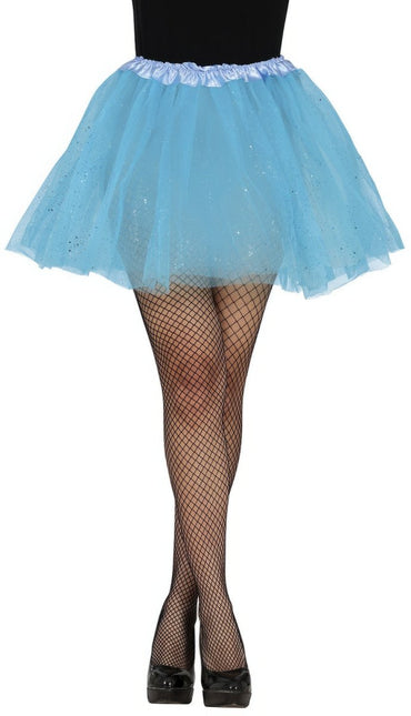 Lichtblauwe Tutu Dames Glitter 40cm van Fiestas Guirca koop je bij Partywinkel