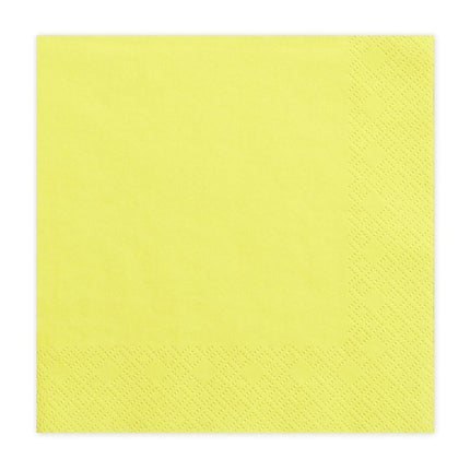 Lichtgele Servetten 33cm 20st van Partydeco koop je bij Partywinkel