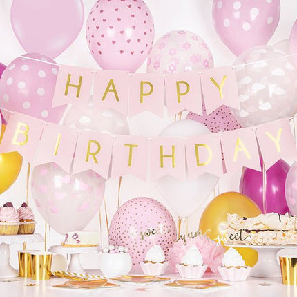 Lichtroze Ballonnen Witte Stipjes 30cm 6st van Partydeco koop je bij Partywinkel
