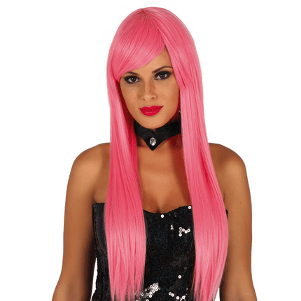 Lichtroze Pruik Lang Haar van Fiestas Guirca koop je bij Partywinkel