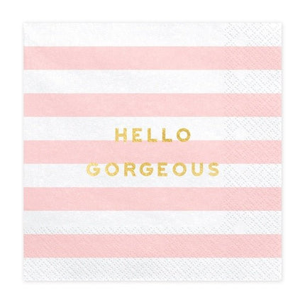 Lichtroze Servetten Hello Gorgeous 33cm 20st van Partydeco koop je bij Partywinkel
