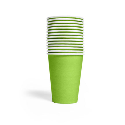 Lime Groene Bekers Papier 350ml 10st van WeFiesta koop je bij Partywinkel