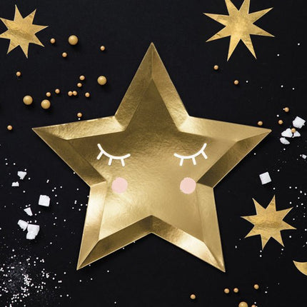 Little Star Star Borden Goud 27cm 6st van Partydeco koop je bij Partywinkel
