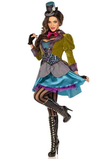 Mad Hatter Jurk Dames Fluweel Leg Avenue - Partywinkel - 8718754480857