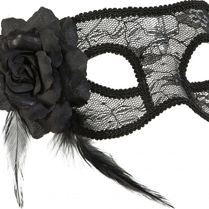 Masker met kant zwart van Orlob koop je bij Partywinkel