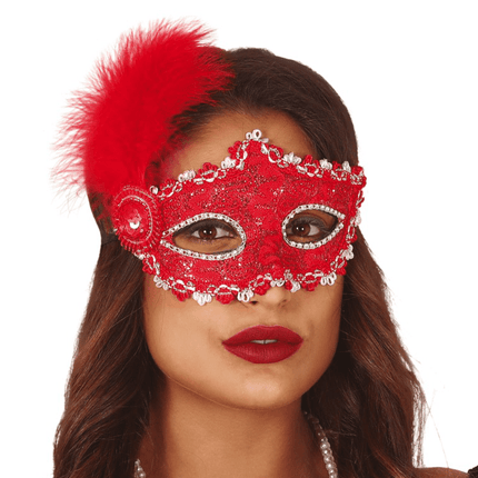 Masker Veren Rood van Fiestas Guirca koop je bij Partywinkel
