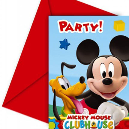 Mickey Mouse Uitnodigingen Versiering 6st - Partywinkel - 5201184815137