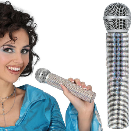 Microphone with glitter 21 cm van Fiestas Guirca koop je bij Partywinkel