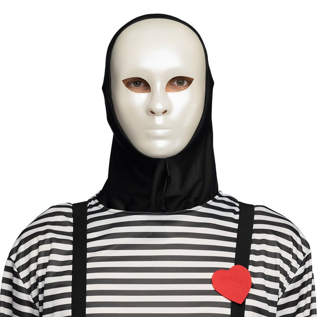 Mime Masker Wit Met Kap van Boland koop je bij Partywinkel