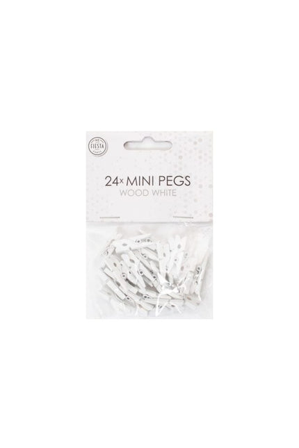 Mini Knijpers Hout Wit 24st van WeFiesta koop je bij Partywinkel