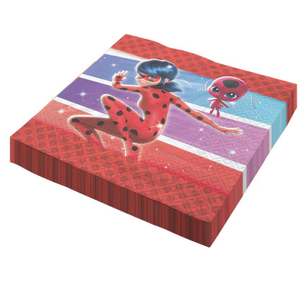 Serviettes Miraculous colorées, 33 cm, lot de 20