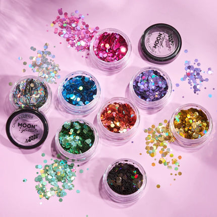 Moon Glitter Holographic Chunky Glitter Black 3g van Moon Creations koop je bij Partywinkel