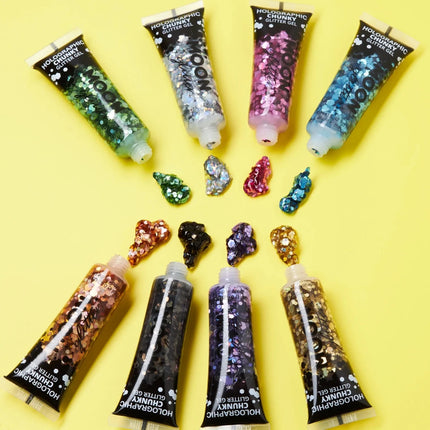 Moon Glitter Holographic Chunky Glitter Gel Pink 12ml van Moon Creations koop je bij Partywinkel