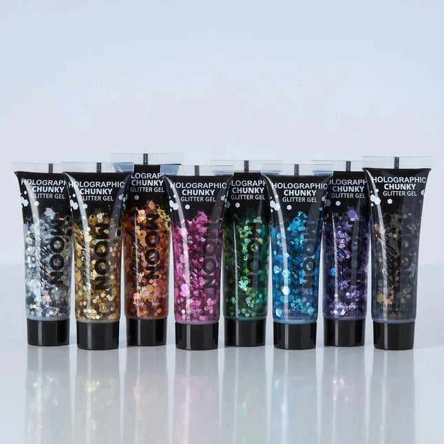 Moon Glitter Holographic Chunky Glitter Gel Silver 12ml van Moon Creations koop je bij Partywinkel